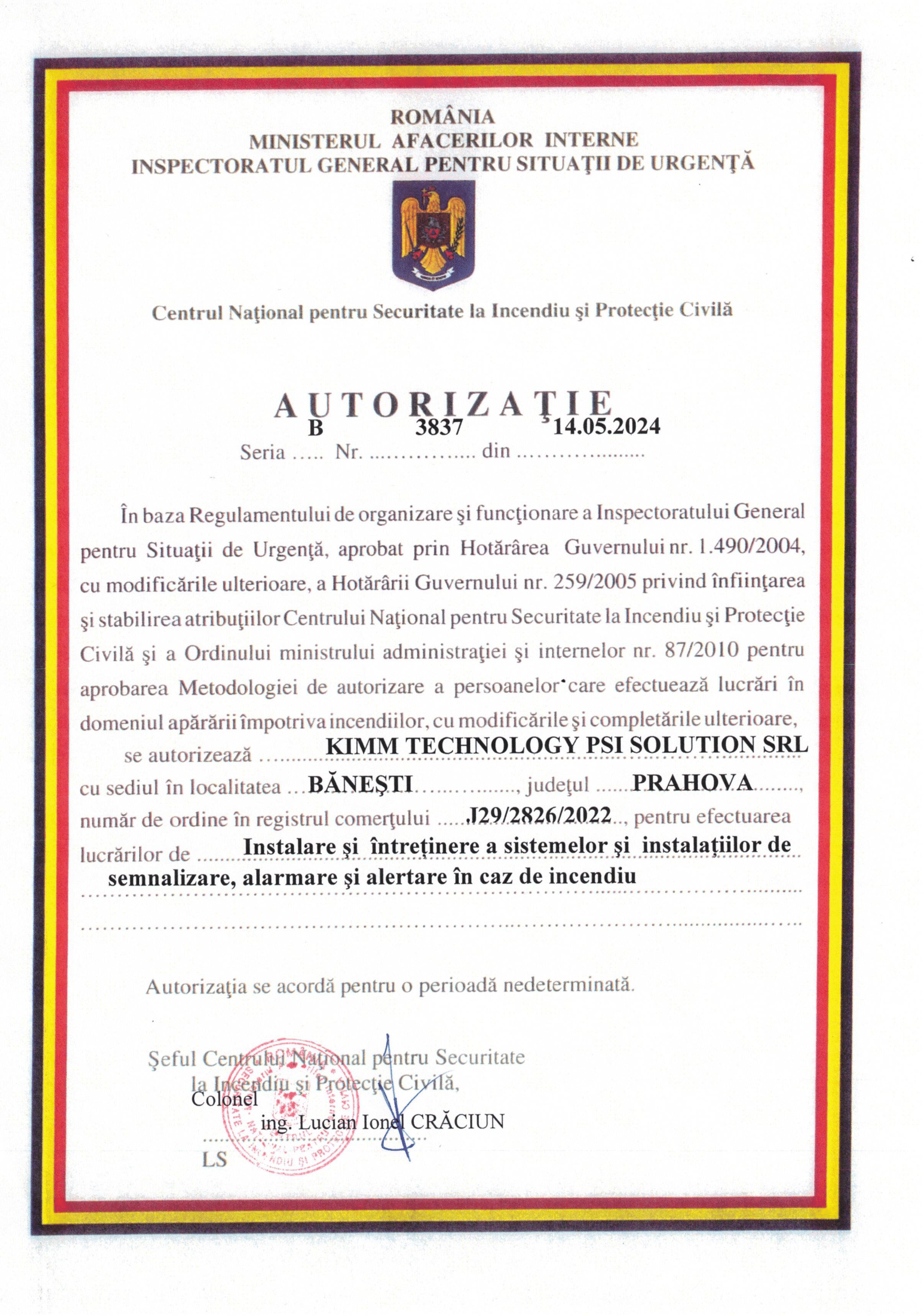 AUTORIZAȚIE DETECȚIE